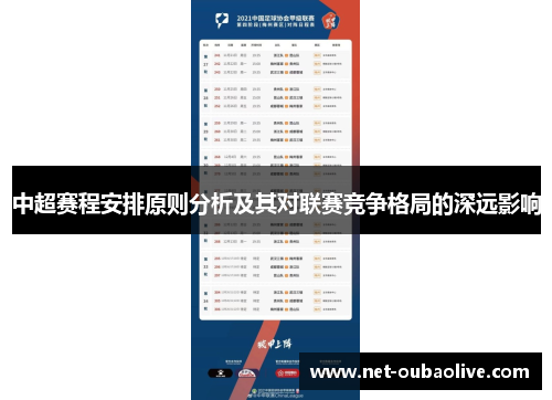 中超赛程安排原则分析及其对联赛竞争格局的深远影响